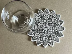 Ceramic Coasters Set (6-Piece) - 10.5x10.5cm Geometric Moroccan Mix Shaped, Heat Resistant, Non-Slip Drink Coasters for Home Use (Kitchenware Tableware)