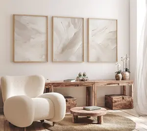 Set of 3 Abstract Print, Beige White Brush Strokes Wall Art, Neutral Soft Tones Minimalist Bedroom Living Room Wall Art Decor, Printable Art Unframe