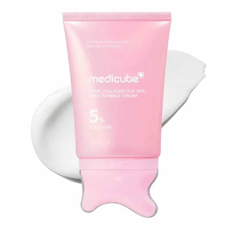 Gua Sha Collagen Massage Cream with Built-In Gua Sha Massager, Volufiline 5%, Moisturizing & Nourishing Skin Care Cream for Neck, Jawline, Décolleté, Underarms, Chest, Legs & Shoulders, Korean Skincare