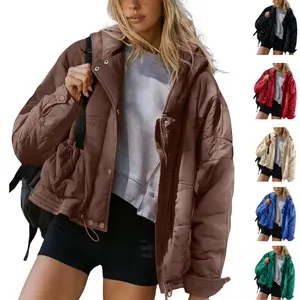 SCUSTY Womens Hooded Puffer Jacket Lightweight Hoodies Quilted Long Sleeve Oversized Warm Winter Coat