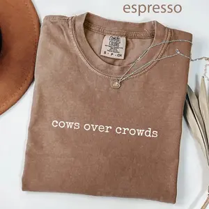 Comfort Colors Cow Lover Shirt, Country Western Tee, Cows Over Crowds Graphic, Funny Farm Animal Shirt, Cute Women’s Top, Perfect Gift for Cow Fans and Country Lovers
