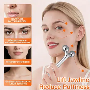1/2 mini 3D facial roller massager scraping plate metal roller, Face Lifting Roller, used for anti-aging, edema removal and lymphatic drainage, suitable for face, neck and mandibular line, Facial Care Tools