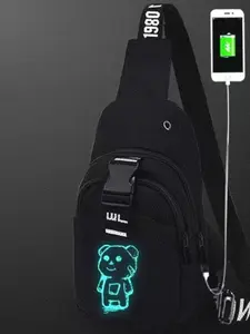 Men's Printed Chest Bag, Casual Crossbody Bag, Multifunctional Shoulder Bag, Halloween Trick-Or-Treat Waist Pack, Holiday Bag