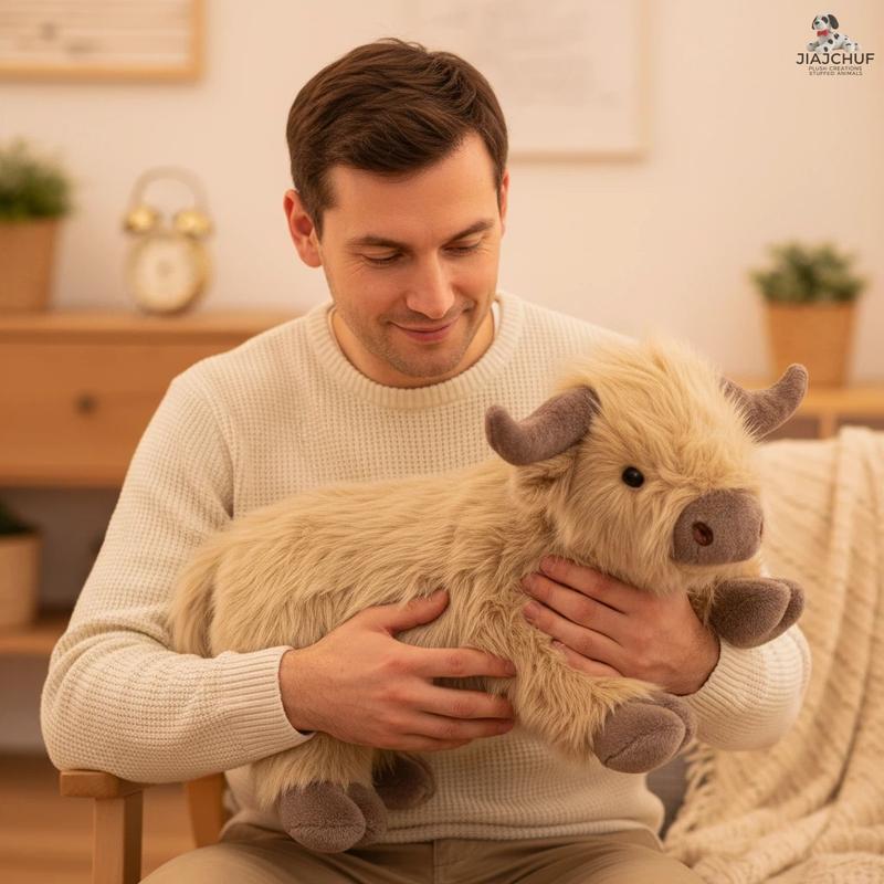 Giant Heatable Highland Cow Plush, 53cm/43cm Microwave Safe Stuffed Animal, Heating Pack & Weighted Limbs, Warm Toy for Adults & Kids