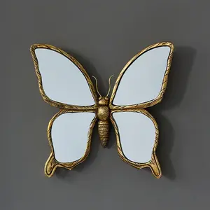 Butterfly Design Wall Mirror Sticker, Vintage Resin Butterfly Hanging Decor, Creative Decorative Wall Decoration for Home Living Room Bedroom