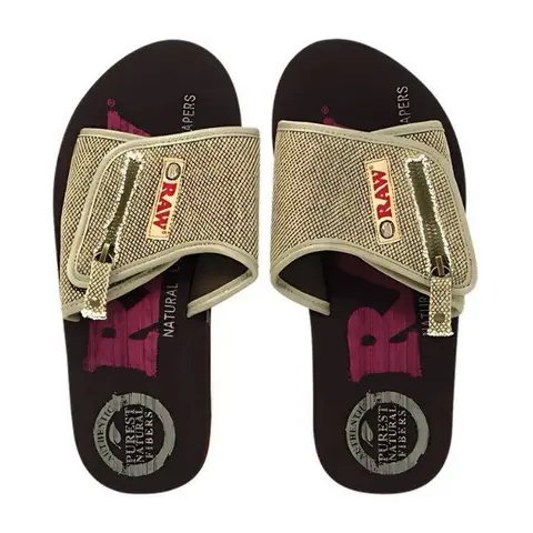 Men's RAW Classic Pocket Open Toe Slip-On Sandals - Casual Print Slides, Chic Look, Slip-Resistant Sole, Fast On/Off, Logo Accents, 8-13 Fit Range Soft Slide Footwear Shoe