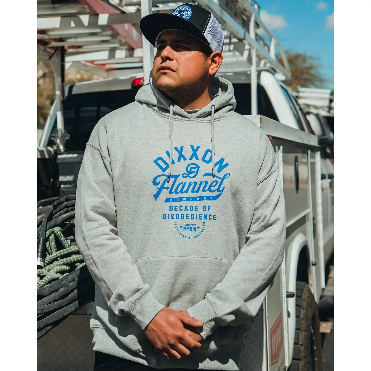 Blue Pastime Pullover Hoodie - Heather Gray Blue Pastime Pullover Hoodie - Heather Gray