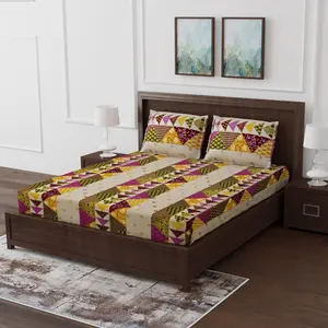 Luxurious 100% Cotton Ethnic Fitted Sheets | Soft 3-Piece Set for King, Queen, Twin | 16" Deep Pockets | Cozy Comfort (Limited Availability)