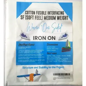 Woven  Iron  Fusible Interfacing for Sewing Projects - 44 Inch x 2 Yards - Soft Feel (SF) Medium Weight Interfacing for Plackets Yokes Blouses & Embroidery