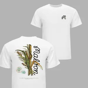 Malbon Botanical Cane Graphic T-Shirt Vintage Sugarcane Illustration Design Tee Tropical Golf Lifestyle Aesthetic Artistic Casual Unisex Cotton Shirt Unique Style