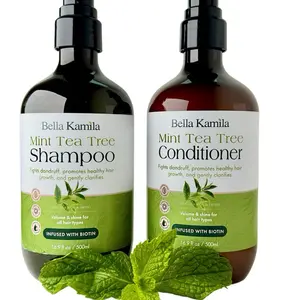 BELLA KAMILA: Mint Tea Tree Shampoo & Conditioner Set - 16.9 fl oz Each - Infused with Biotin for Healthy Hair Growth & Clarification