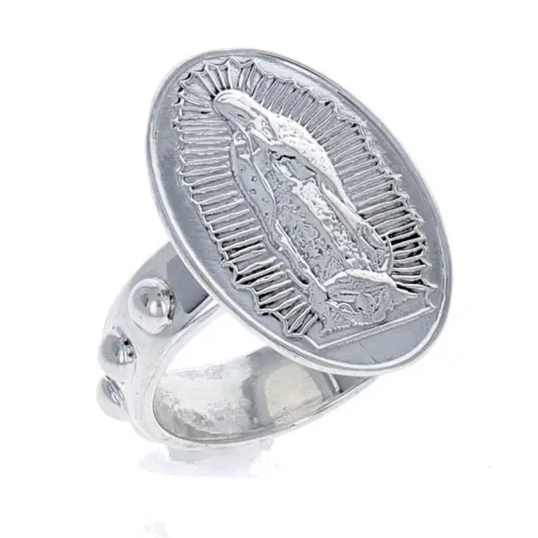 OLG Rosary Band Ring with Silver Finish and Unique Design Elements