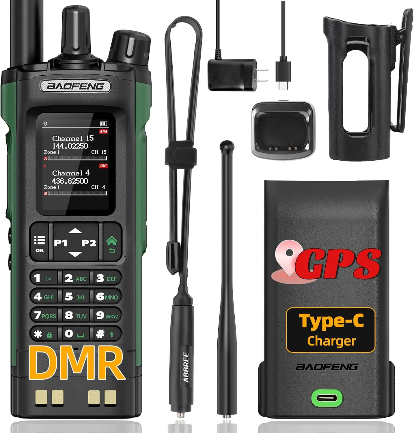 Ham Radio BAOFENG DM32 DMR Radio Handheld Rechargeable Walkie Talkies Long Range DM32UV Two Way Radio NOAA Weather Radio with GPS