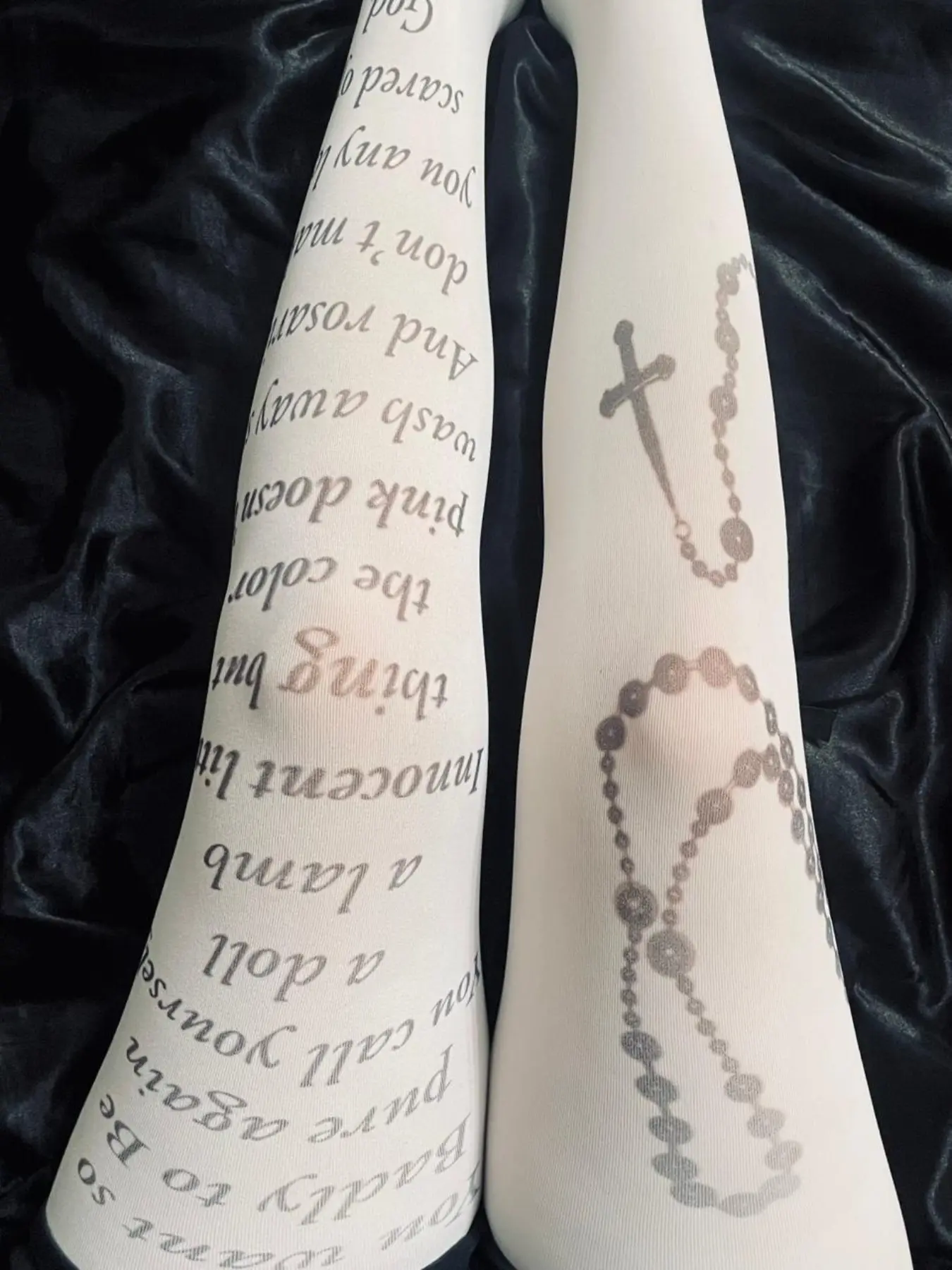 Spring and Autumn Socks Y2K Style Casual Women's Clothing Tight Pants, Breathable Thin White Translucent Pantyhose Elastic Fabric Punk Letter Printed Thigh Highs Long Socks Look Good and Comfortable to Wear Socks