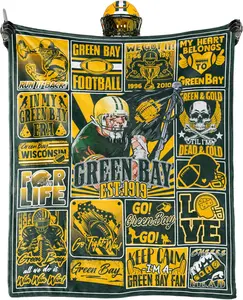 Green Bay Football Blanket Fan Gifts for Men Women Sport Throw Blanket Football Style Merch Gear 60" X 50" Cozy Sofa Beda