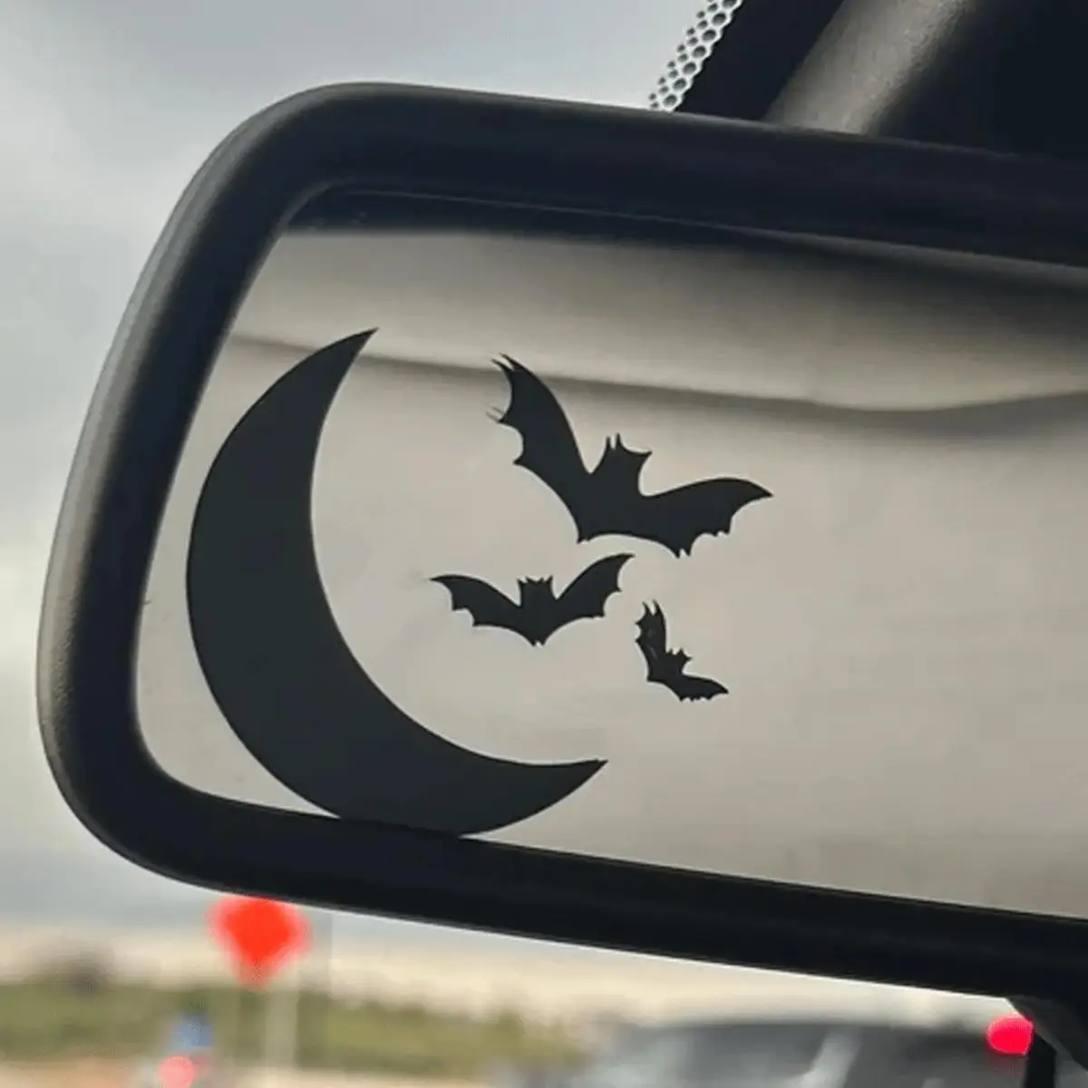 Moon & Bat Pattern Car Rearview Mirror Sticker, Multi-functional Vinyl Decal for Car Window Bumper Laptop Computer Decor, Car Exterior Decoration Acce
