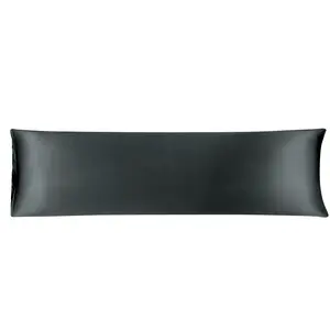 Unique Bargains Body Pillow Cover 20x72 Inch Black Silky Satin Body Pillowcases for Hair and Skin Luxury Cooling Soft Smooth Washable