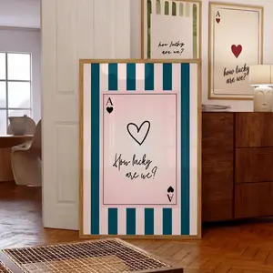 [SALE UP TO 40%] [Unframed] How lucky are we, Ace of Hearts Print, custom playing cards, Deep teal blue poster, valentine wall art gift, valentines printable day decor