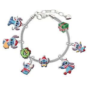 Limited Edition Stitch Christmas Beads Bracelet - Unisex Charm Bracelet with Festive Stitch Charms & Gift Box Design