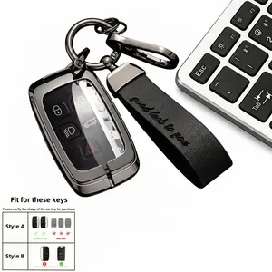 Luxury-Style Zinc Alloy Leather Car Remote Keycase - Compatible with Land Rover Range Rover, Discovery, Range Rover Evoque, Sport Edition, Jaguar XE, E-PACE - Special High-End Key Protection Shell for Vehicle Accessories Key Fob Cover