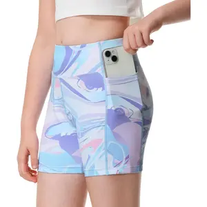 Girls' 4" Volleyball Biker Dance Shorts Youth Spandex Yoga Shorts Kids Athletic Running Compression Shorts