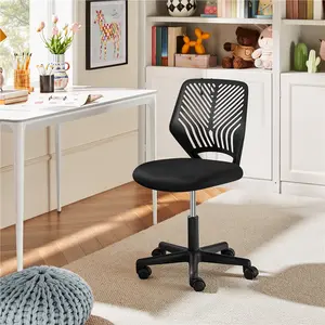 Yaheetech Armless Mesh Office Chair , Adjustable Seat Height and 360-Degree Swivel, Mid Back Swivel Chair for Small Spaces