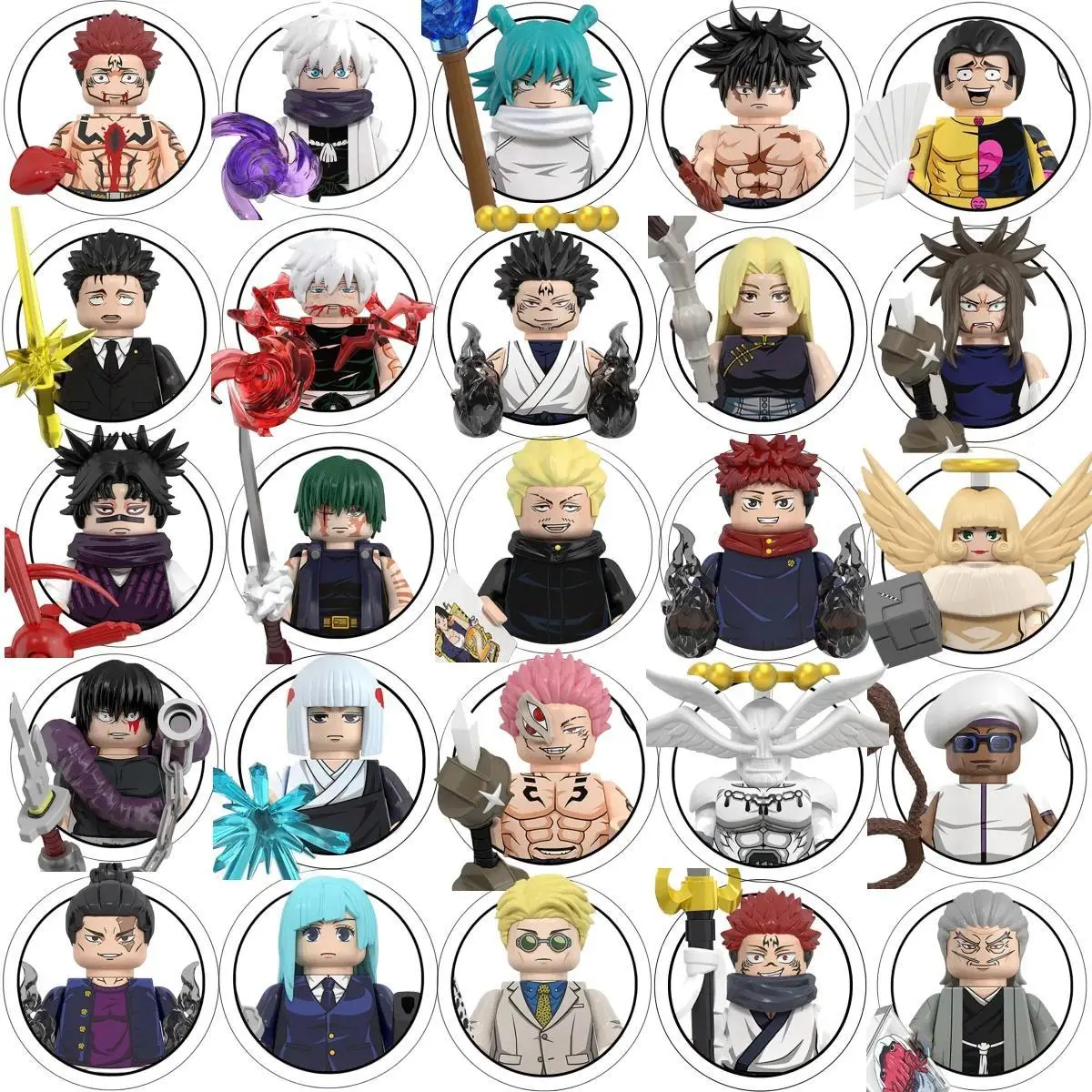 New Jujutsu Kaisen ABS Plastic Blind Box Building Blocks Mini Action Figures (WM6201,WM6202,WM6139,WM6140) - Safety Certified Collectibles, Itadori Yuji,Gojo Satoru,Ryomen Anime Characters, Home Supplies & Party Gifts for Blind Bag Collecting