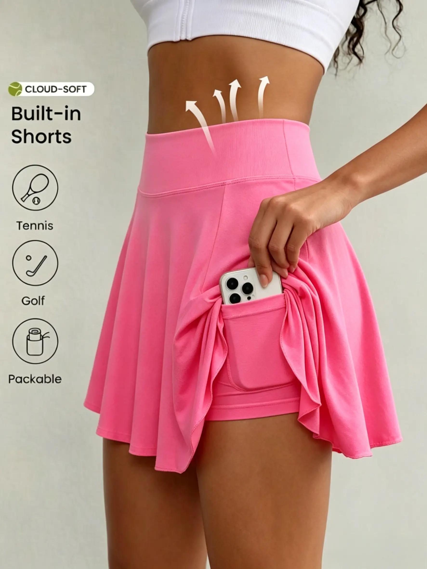 Women's Skirts 2 in 1 High Waist Sports Skirt Flowy Cheeky Short Skirts Gym Skirts Versatile sporty sport skirt