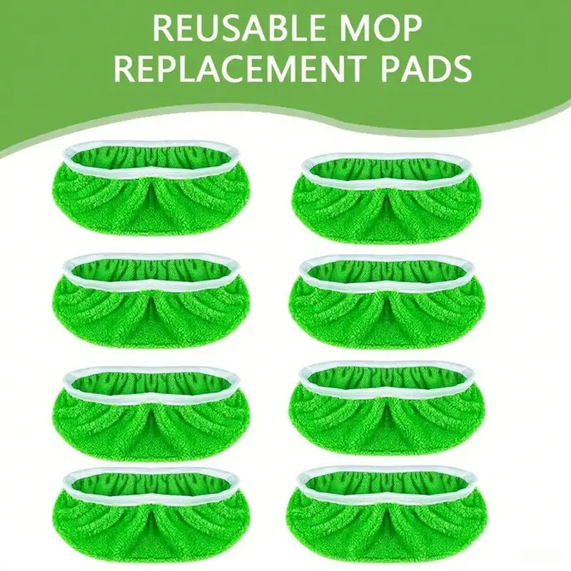 8pcs Premium Reusable Microfiber Mop Head Sets - Washable Wet/Dry Mop Heads for Hassle-Free Cleaning, Effective Dust Removal, Water-Absorbent, Removable, Durable, Gentle on Bathrooms/Kitchens, Versatile Home Surface Care