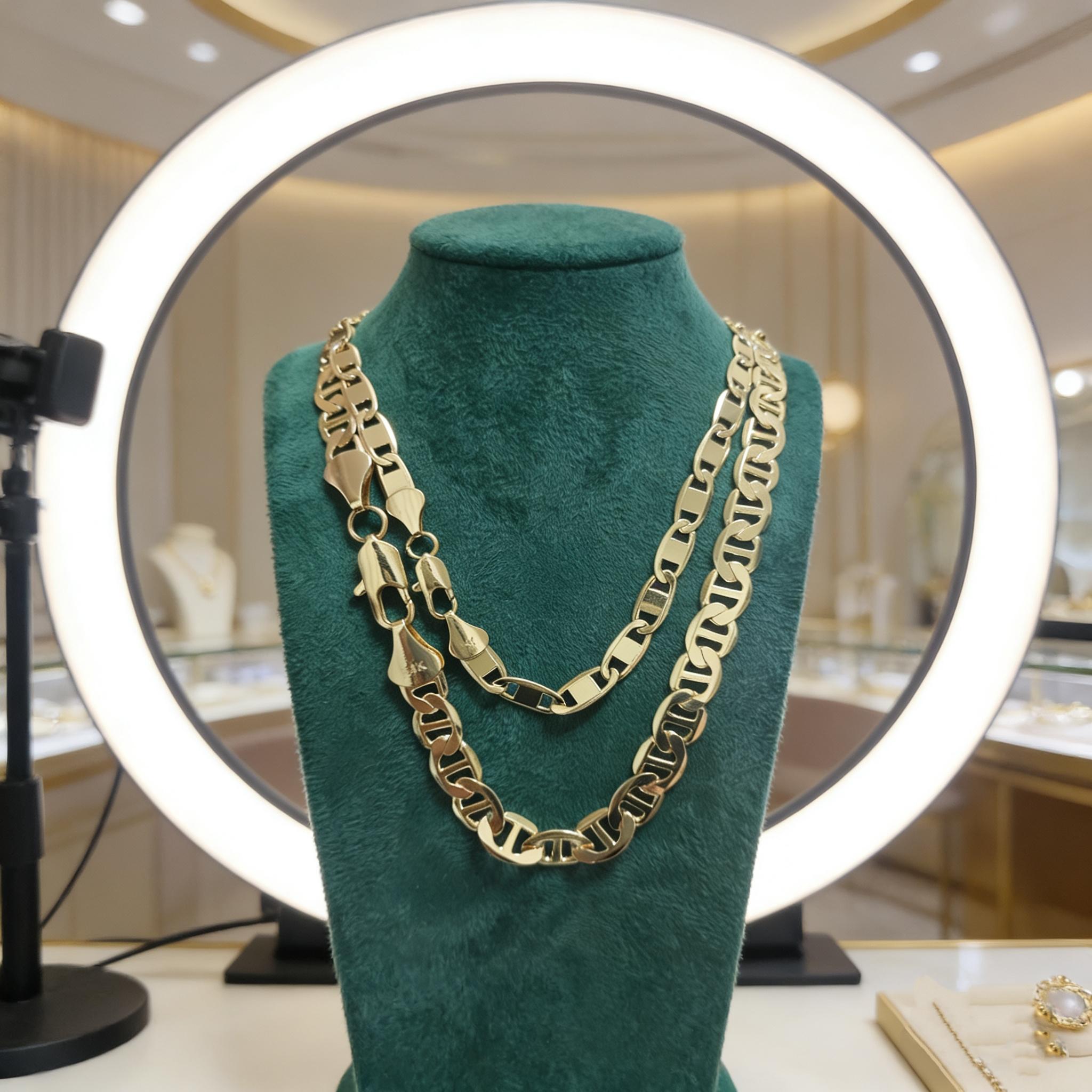 14K Real Gold-Plated Stainless Steel Necklace Width 6MM/8MM Ltalian Style Waterproof Rustproof Fade-resistant Hypoallergenic Length 20in/24in For both men and women The Perfect Gift