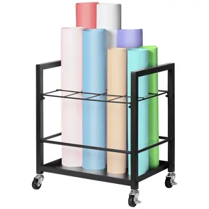 VEVOR Mobile Freestanding Thickened Metal Rustproof Storage Cart - 12-Slot Roll File Organizer with Wheels, Easy Hand Installation, Document Storage for Architectural Construction Plans in Office, School