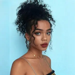 updo Curly Messy Bun Hair Piece Elastic Drawstring Hair Buns Synthetic hairpiece Fake Bun Loose Wave Ponytail Extensions gifts for Women Daily Use Crochet Braids clip in Hair Extensions