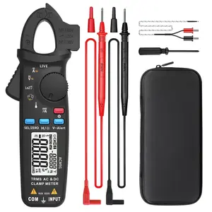 DC Clamp Meter 1mA Current True RMS Auto-Ranging 6000 Counts Digital Multimeter Hz Temp Cap Ohm Live Check V-Alert Low Impedance  Tester with  Clip