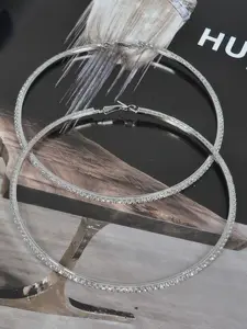 10cm double rhinestone hoop earrings