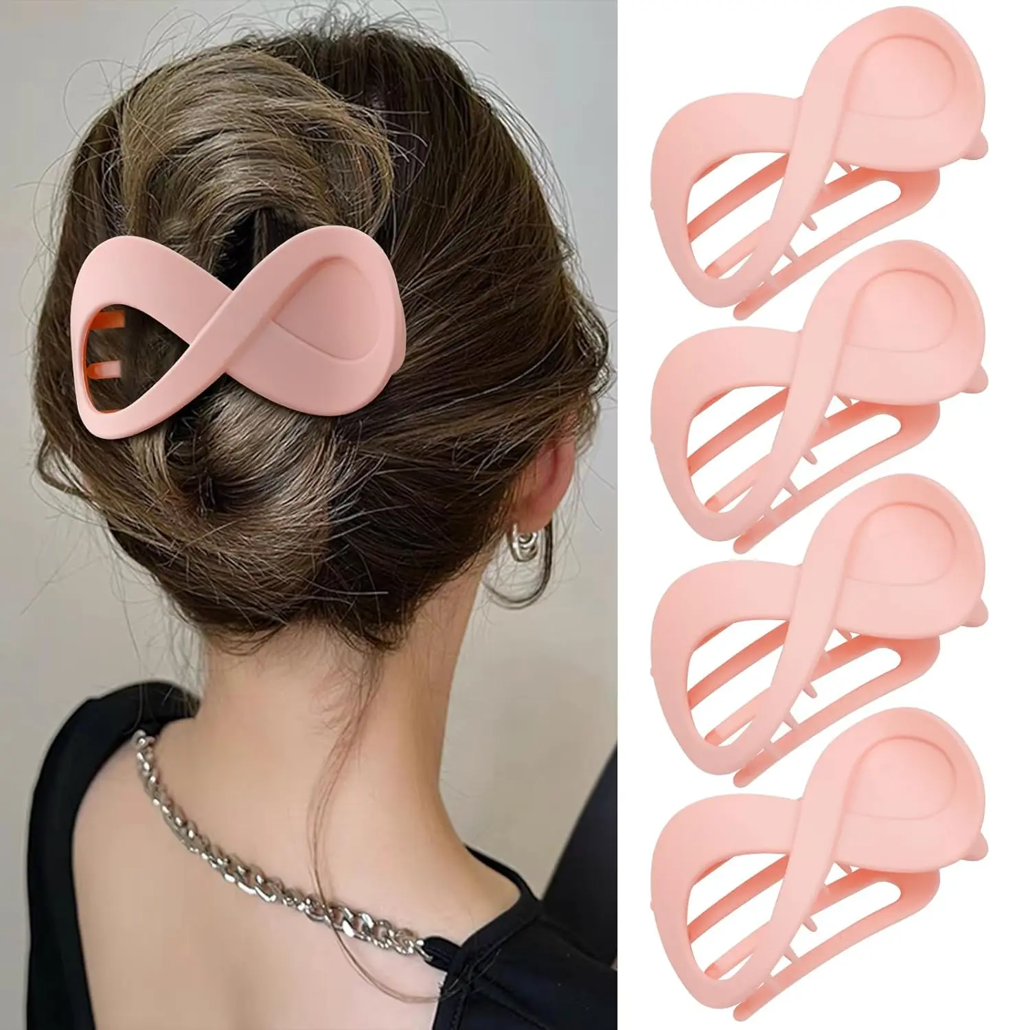 Flat Hair Clips for Women  Thick Thin Hair 4 count  Concord  Hair Clips Large Hair Claw Clips Matte Duck Billed Hair Clips Hair Accessories for Women Pink