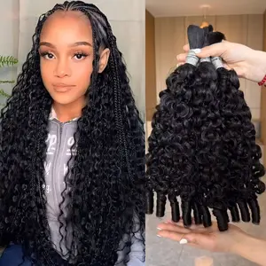 Msgem Hair Boho Human Braiding Hair Burmese Curly Bulk for Daughter/Friend For Bohemian Knotless Braids Spriral Curly End No Weft 1/3 Bundles 100g/1 Bundle 1B Natural Black Color Salon-Quality #SummerVibes