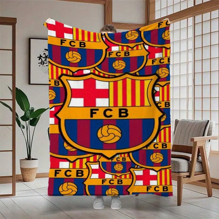 Barcelona   Print Flannel Blanket - Suitable For Sofa Office Bed Camping Travel Flannel Printed Blanket, Soft Comfort Creative Pattern Warm Companion All-Season Multifunctional Nap And Small Throw Perfect Gift