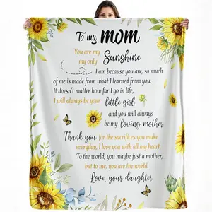 To My Mom Blanket Sunflower Flannel Throw Emotional Gift for Mother from Daughter Son