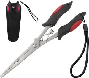 Long Nose Fishing Pliers,Ice Fishing Gear,Stainless Steel Hook Remover Braid Cutter Rustproof Fishing Multi-Tools Fishing Gripper for Freshwater Saltwater