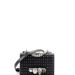 Pre-owned Alexander McQueen Leather Shoulder Bags Jewelled Flap Satchel Spiked Small by Rebag