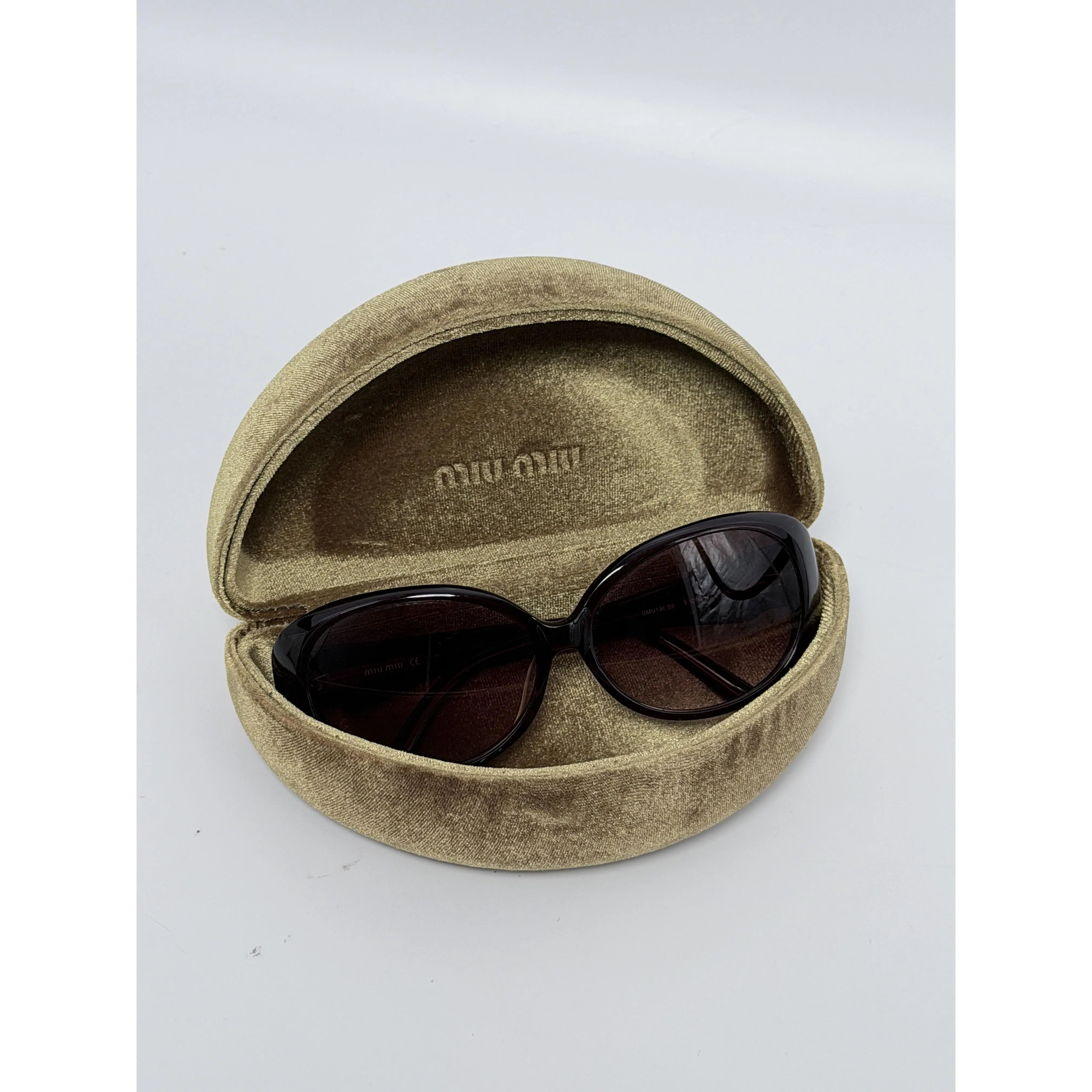 Pre-owned Miu Miu SMU19I Burgundy Oval Sunglasses MM003S
