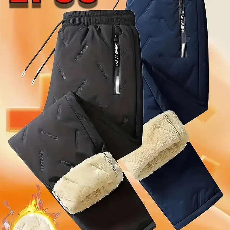 2 Pack Unisex Winter Warm Pants, Comfortable Fabric with Pockets, Machine Washable, Suitable for Daily Wear, Work, Travel, Running, Fitness High Waisted Leggings Sports Jogger Sweatpants