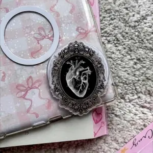 Gothic Heart with MagSafe Phone Grip, Horror Aesthetic Magnetic Phone Holder, Kawaii Scary Fan Gift , Kindle Accessories sticky Baby mount Library Card Flower-Shaped Multi-Functional Stand Universal Car Double-Sided Octo Adjustable Portable