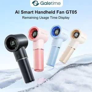 Portable Handheld Fan Galetime GT05 with Time Display - USB-C Rechargeable 5000mAh Battery, 3 Speed Quiet Personal Fan for Travel, Office, Outdoor, Desk Use -