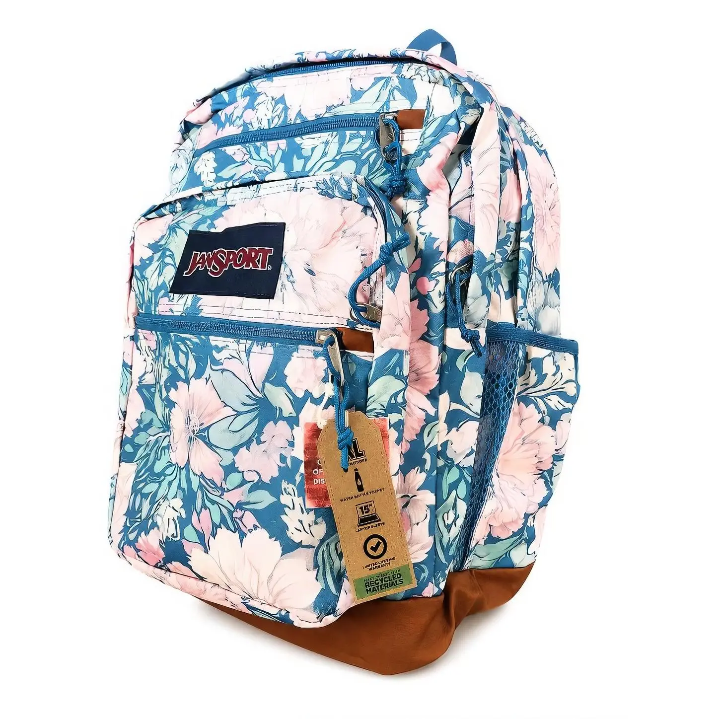 Jansport Faded Tapestry Elemental Blue 2,100 Cubic Inches XL Backpack with Floral Design and Multiple Pockets