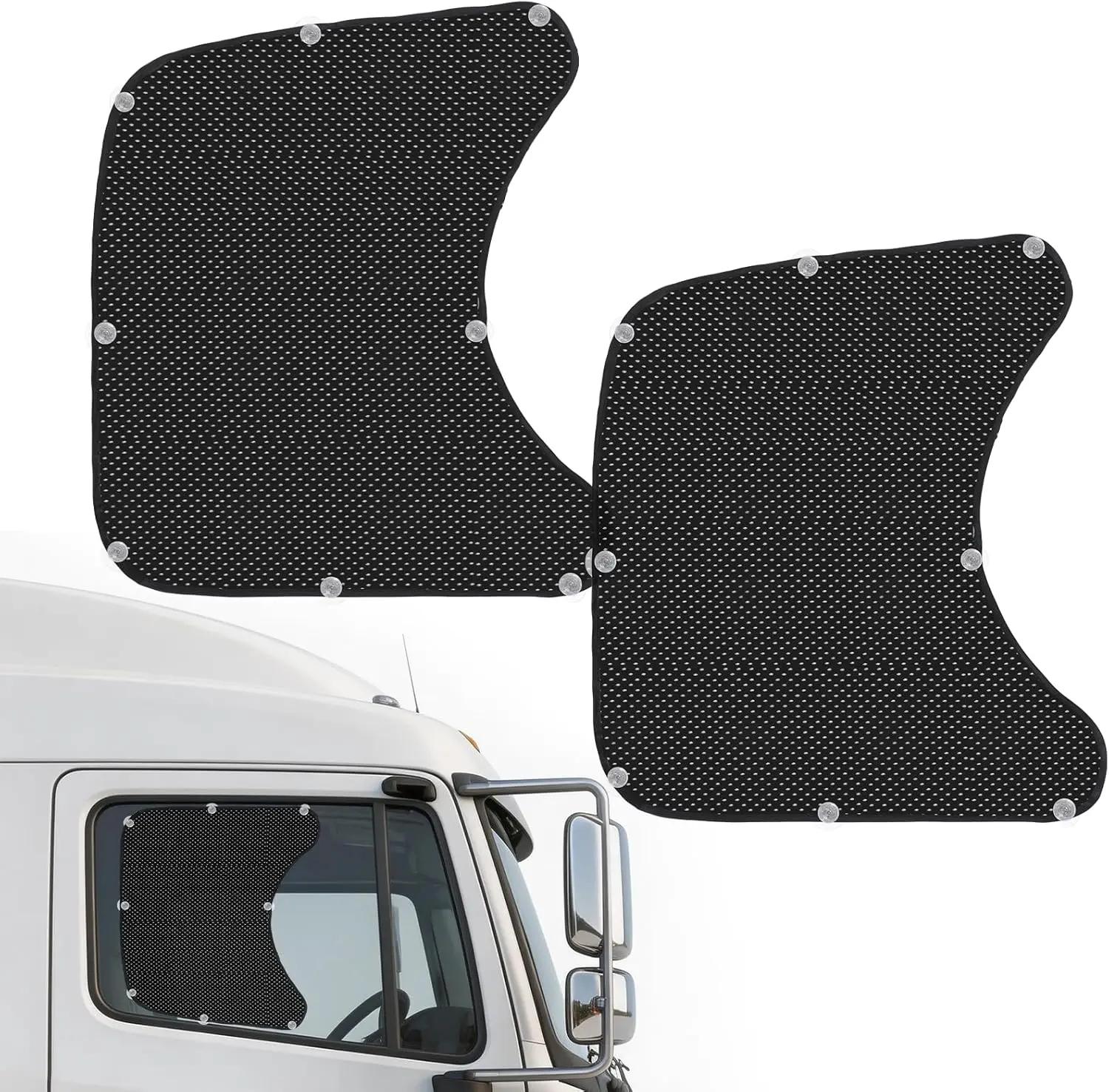 2 Pack Semi-Truck Side Window Sun Shades, 20×23 Inch UV Protection Side Window Covers with Suction Cups, Semi-Truck Accessories Fit Kenworth, Volvo VNL, RV, Freightliner, International Trucks