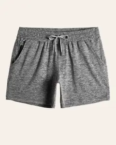 5.5 Inch Workout Stretch Shorts - Gray Spandex Mesh Pockets Elastic Waistband Drawcord Zipper Pocket Summer Fitness Gear outdoorfun