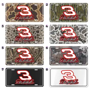 Dale Earnhardt 3 Signature License Plate 6x12 NASCAR Racing Camo Car Tag Woodsman Hunting Style Aluminum Truck Decor, Rugged Outdoor Motorsports Sign