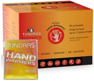 Hot Hand Warmers 11 Hours Long Lasting - 40 Count - Natural Odorless Safe Single Use Air Activated Heat Packs for Hands, Toes and Body - Up to 11 Hours of Heat - TSA Approved