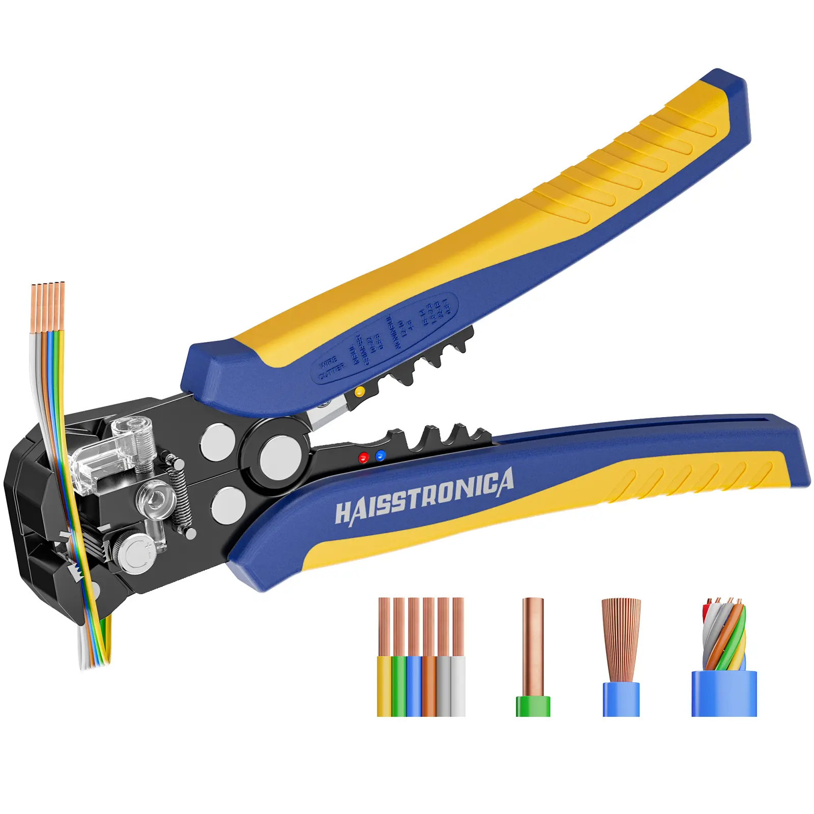Haisstronica Self-Adjusting Wire Stripper Hand Tool - 3-in-1 Stripping, Cutting, Crimping Heavy-Duty Automatic Electrical Tool for 10-24 AWG,Hand Tools